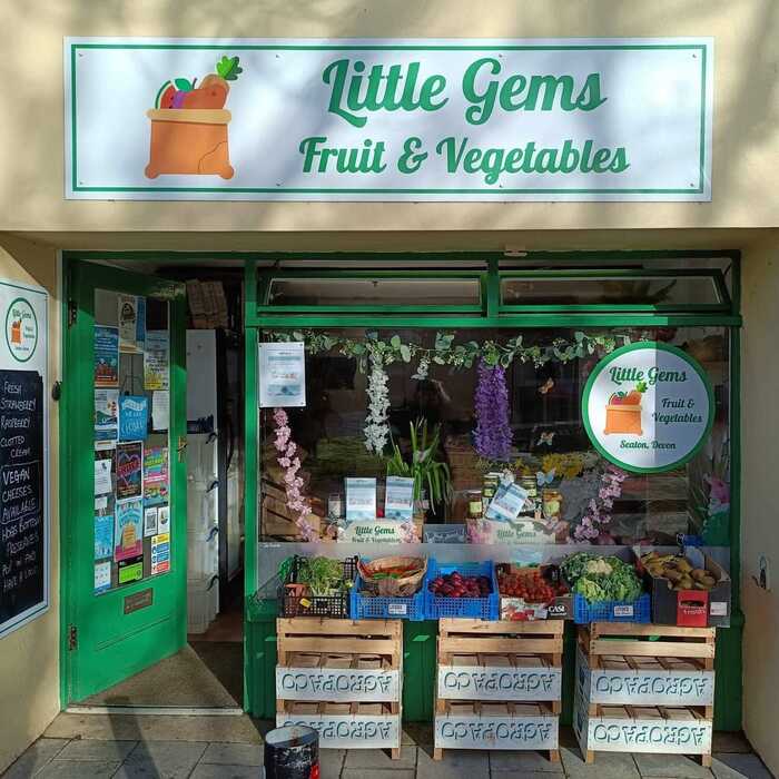 Store front of Little Gems fruit and vegetables in Seaton
